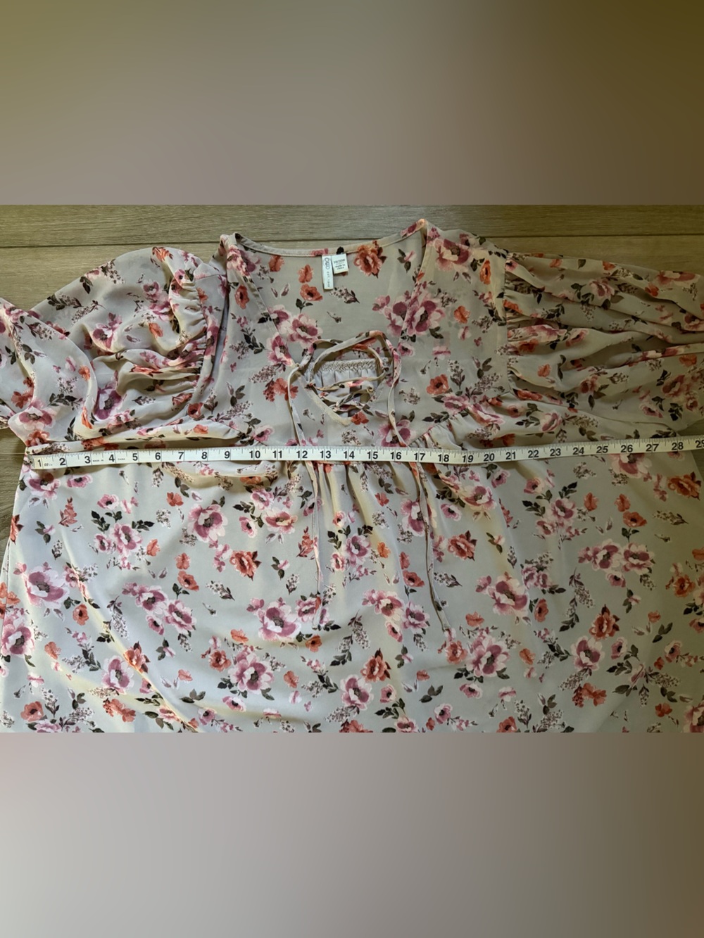 CATO Chiffon Peasant Floral Blouse EUC - Picture 2 of 5
